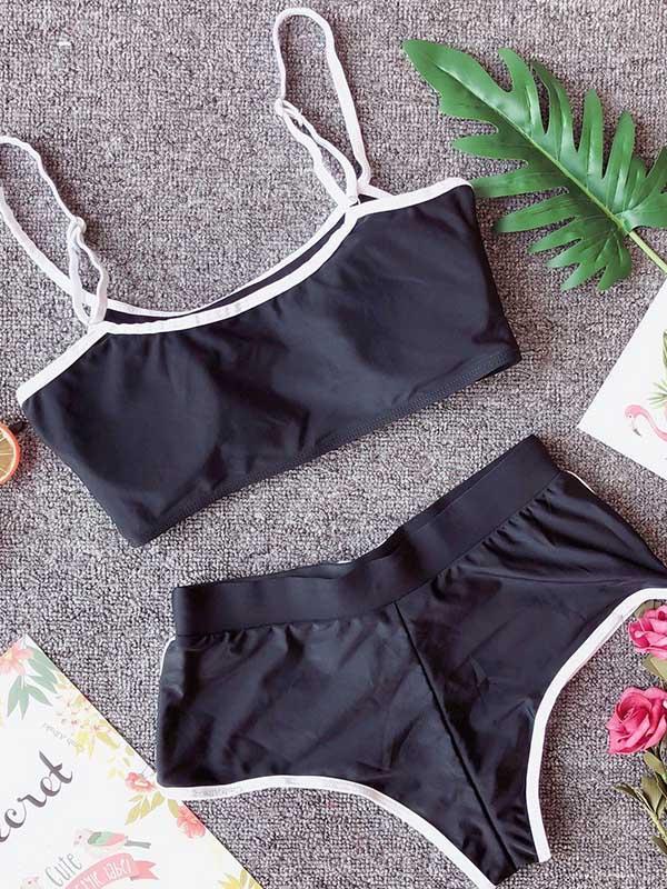 Lace Up Sport Bandeau Bikinis Swimwear