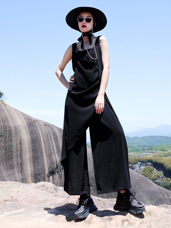 Light Ruffled Solid Wide Leg Pants Jumpsuits