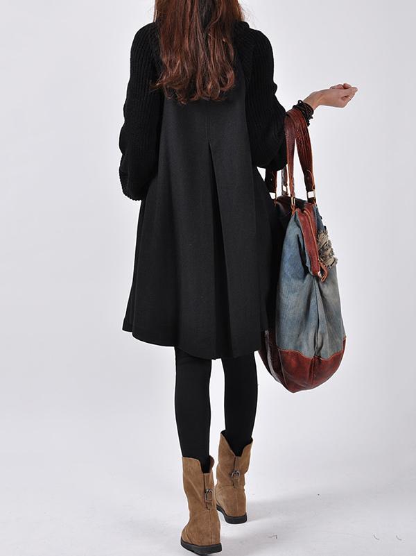 Casual A-line High-neck Cape Coat