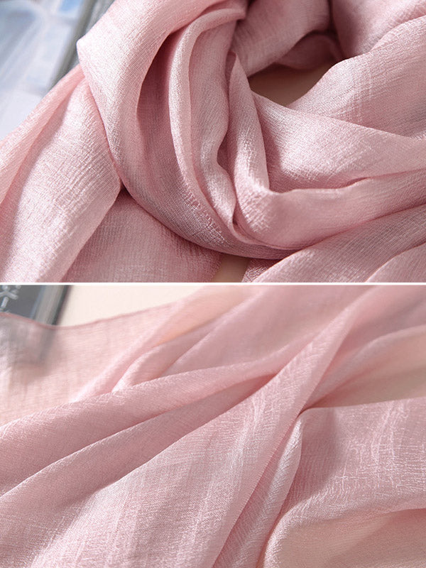 Casual Solid Color Keep Warm Sun Protection Silk Shawl&Scarf