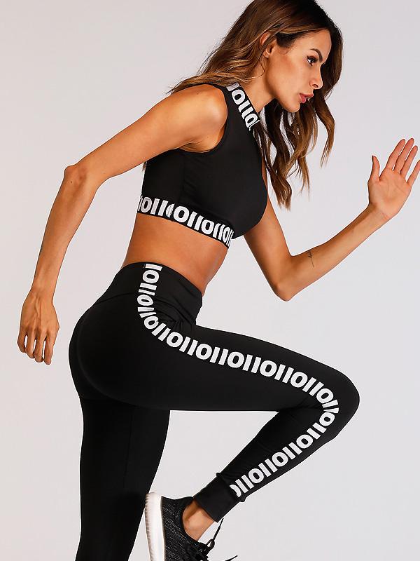 Casual Letter Split-joint Yoga&Gym Suits