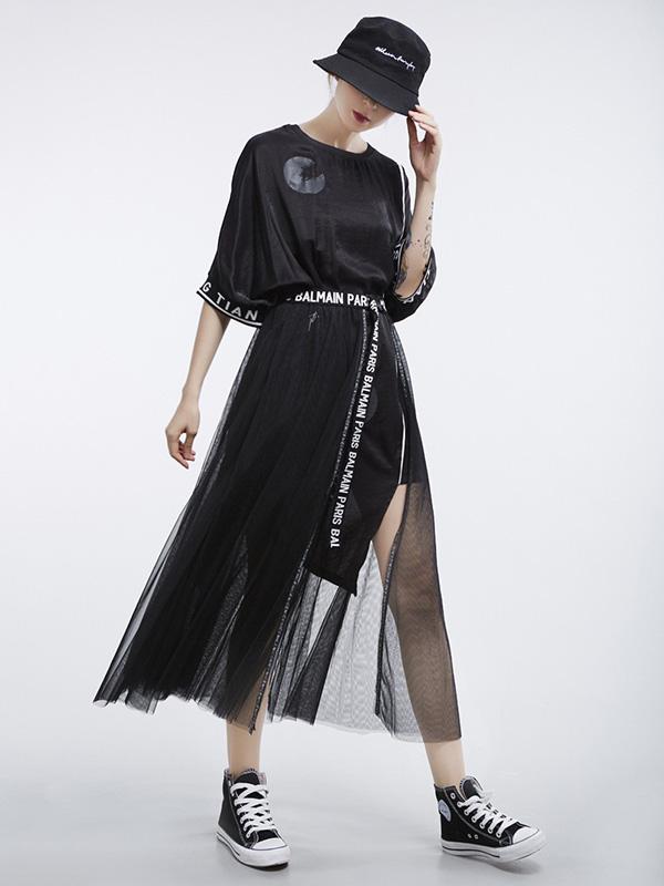 Vintage Oversize Printed Asymmetric Dress