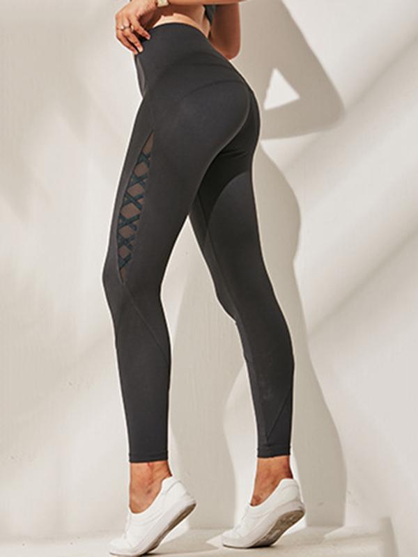 Wide Waistband Mesh Sports Leggings