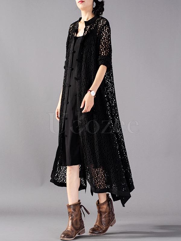 Casual Hollow Cropped Long Cover-up