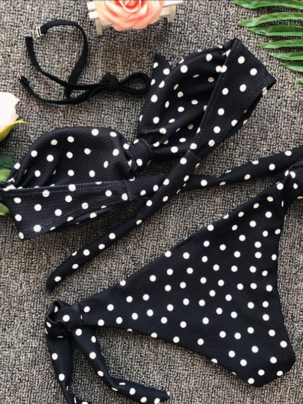 Knot Polka-dot Bikinis Swimwear