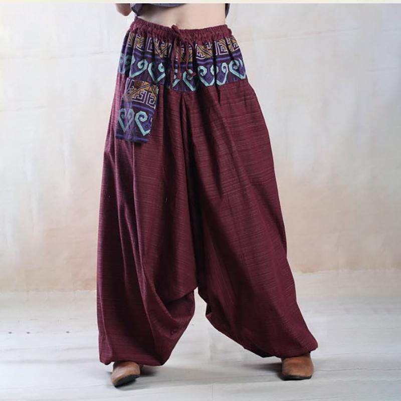 Ethnic Linen Spring Casual Cross-Pants