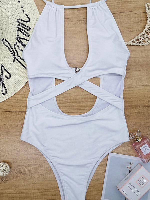 Sexy Cross Hollow One-Piece Swimwear