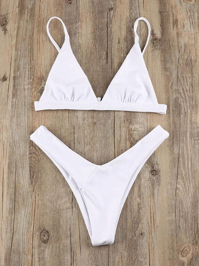 7 Colors Triangle Plain Bikinis Swimwear