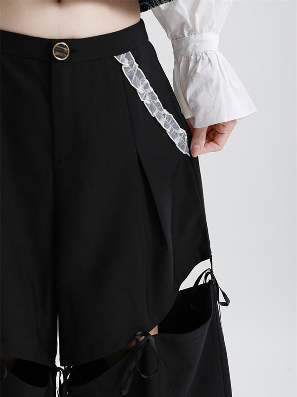 Stylish Split-Joint Printed Wide Leg Loose Pants