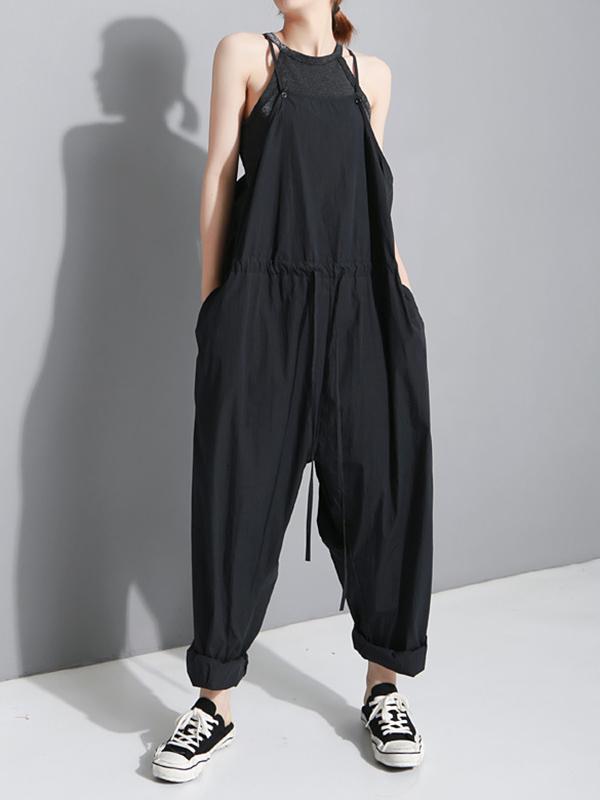 Loose Solid Braces Jumpsuit