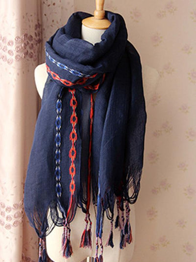 5 Colors Fashion Simple Tasseled Scarf