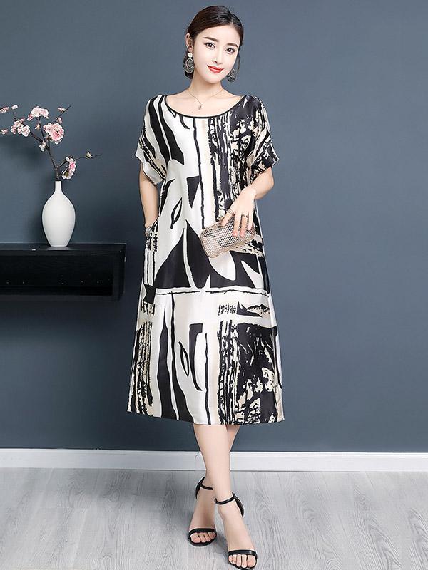 Loose Soft Striped Printed Long Dress