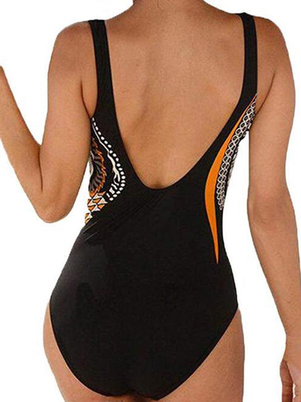 Retro Printed One-piece Swimwear