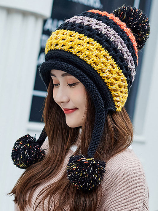 Casual Warm Contrast Color Knitted Hat