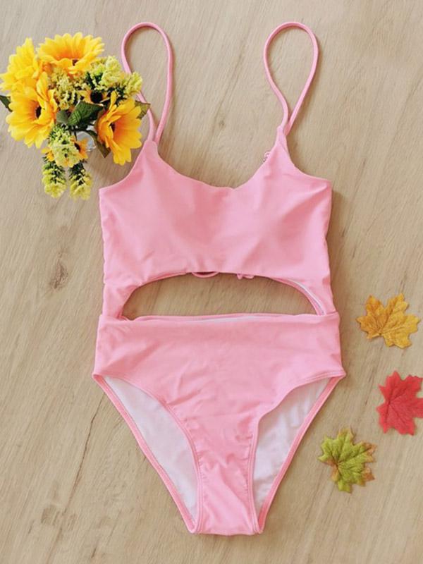 Sexy Sling Hollow  Bandage  One-Piece Type Swimwear