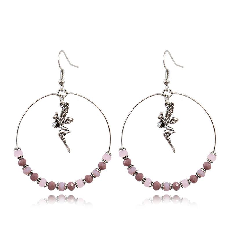 Buykud Simple Casual Beads Alloy Angel Earrings