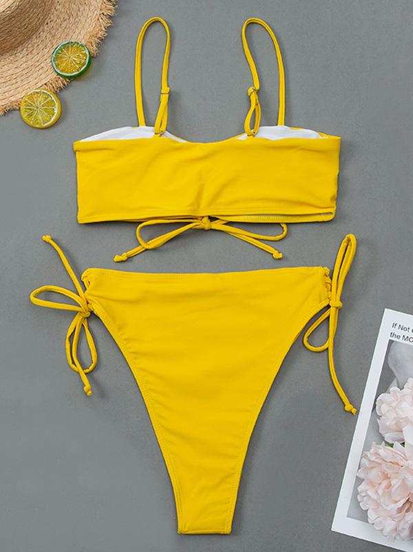 Sexy Strapless Bandage Split Type Bikini Swimsuit