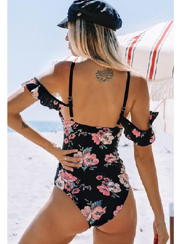 Sexy Spaghetti-Neck Printing One-Piece Swimwear