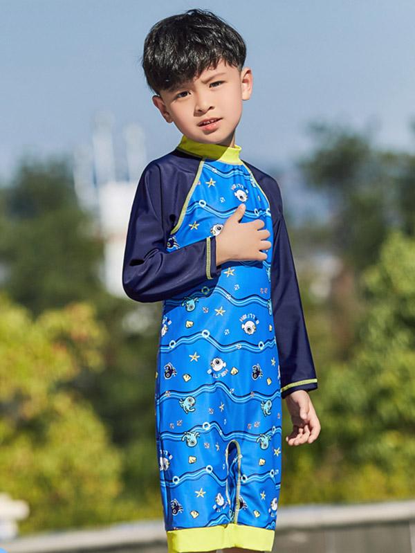 AONIHUA Waves Printed Little Boy Swimwear