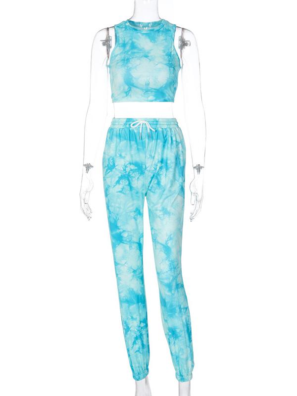 Tie-Dyed Wrap Tanks&Pants Sports Suits