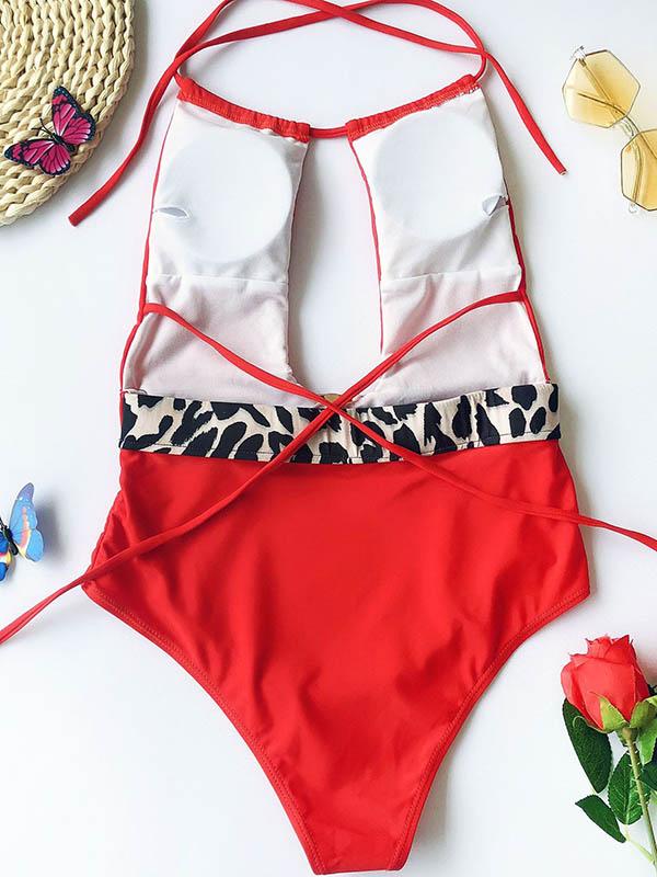 Sexy Hollow Belted One-Piece Swimwear