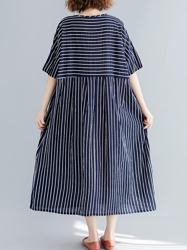 Loose Cotton Striped Dress