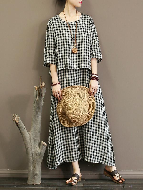 Vintage Original Plaid Maxi Dress