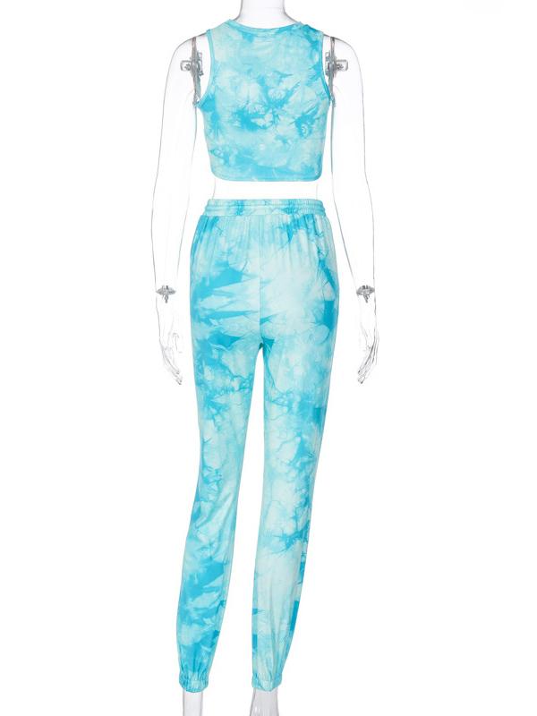 Tie-Dyed Wrap Tanks&Pants Sports Suits