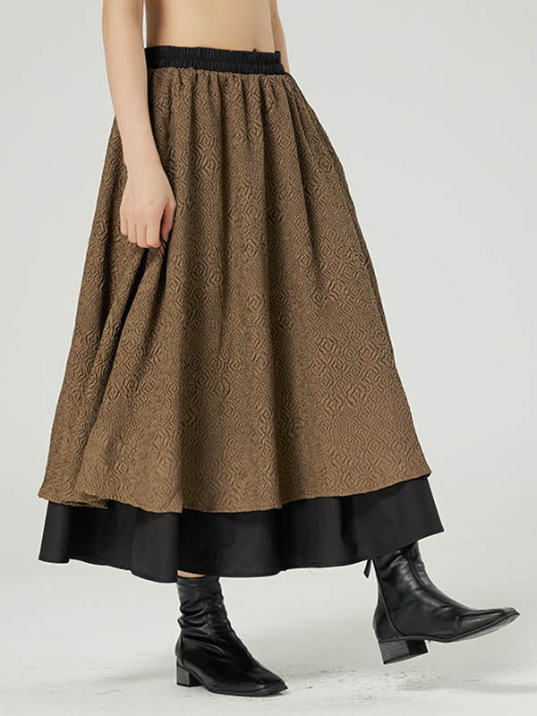 Vintage Tiered Elasticity Waist Loose Skirts