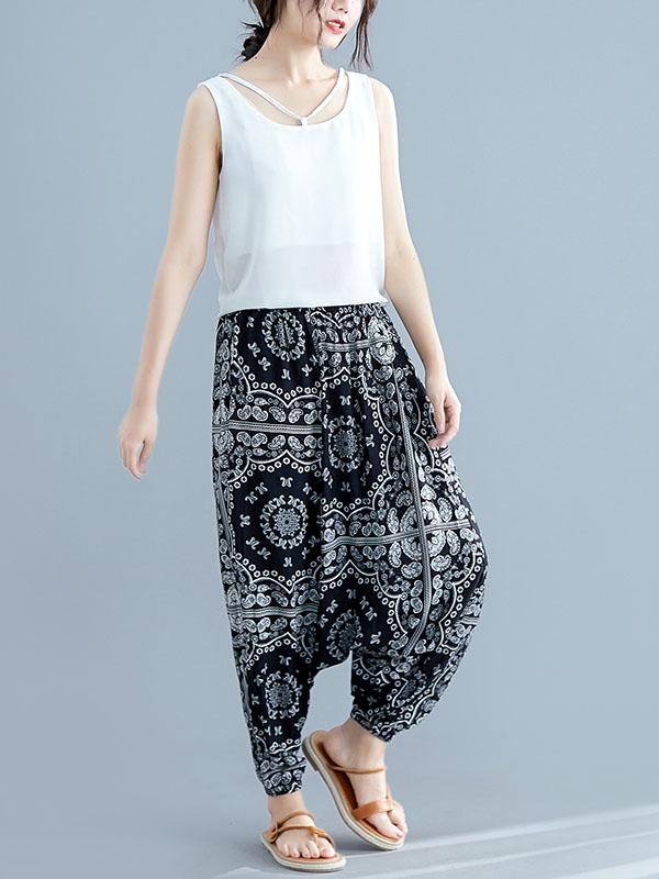 Oversize Printed Harem Pants