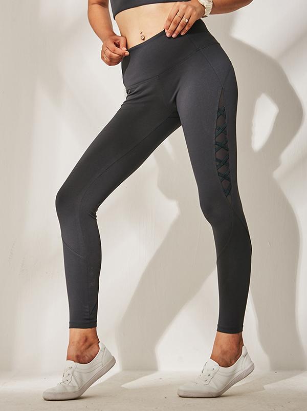 Wide Waistband Mesh Sports Leggings