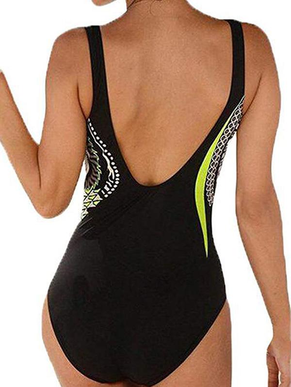 Retro Printed One-piece Swimwear