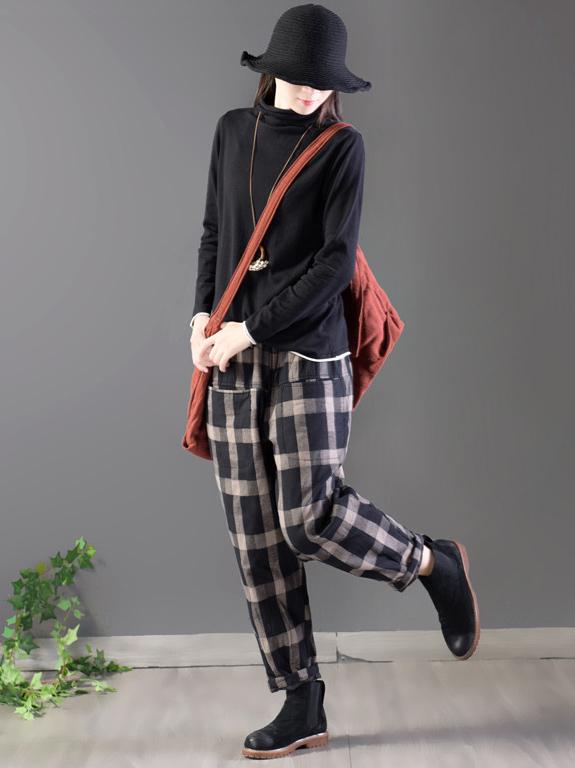 Loose Comfortable Plaid Pants