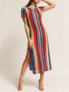 Colorful Stripes Split-side Cover-up Swimwear