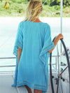 Asymmetric Lacy Split-joint Mini Kaftan Cover-up