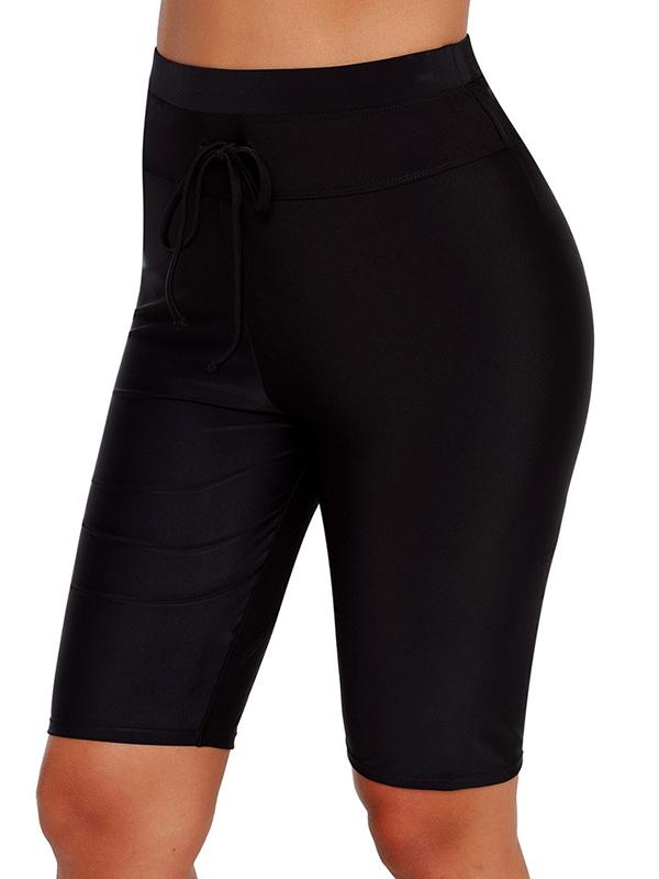 Plus Size Solid Elasticity Wrap Sports Shorts