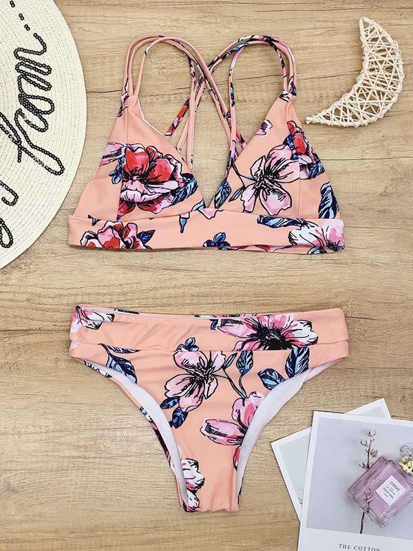 Plant Printed Bikini Swimwear