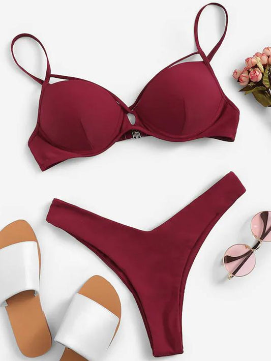 Plain Balconette Bikini Set