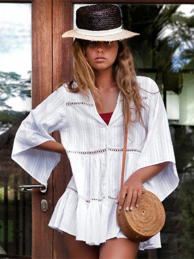 Casual Cotton Hollow Cover-up Swimwear