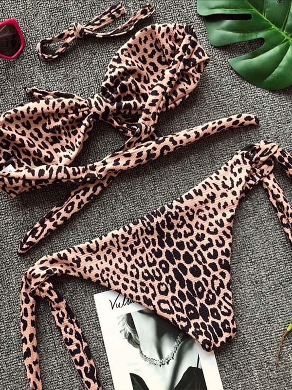 Knot Polka-dot Bikinis Swimwear