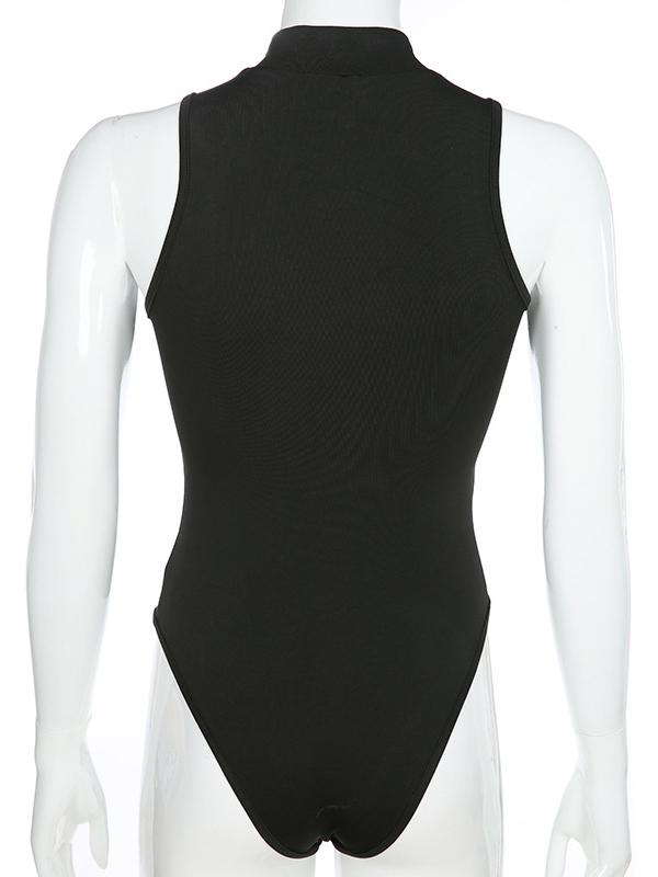 Sleeveless Zipper Mock Neck Bodysuits