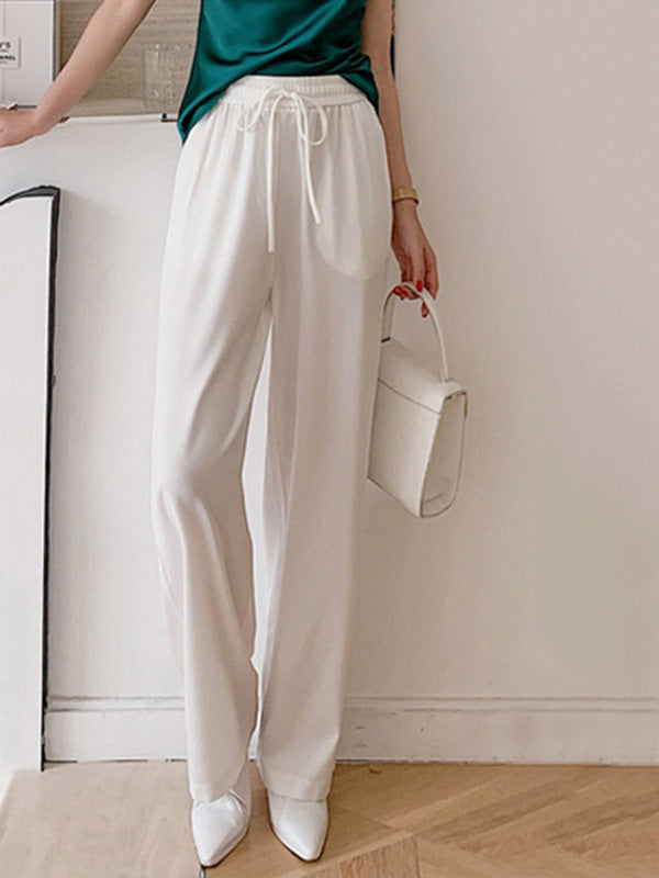 Casual 6 Colors Elasticity Drawstring Wide Legs Loose Pants