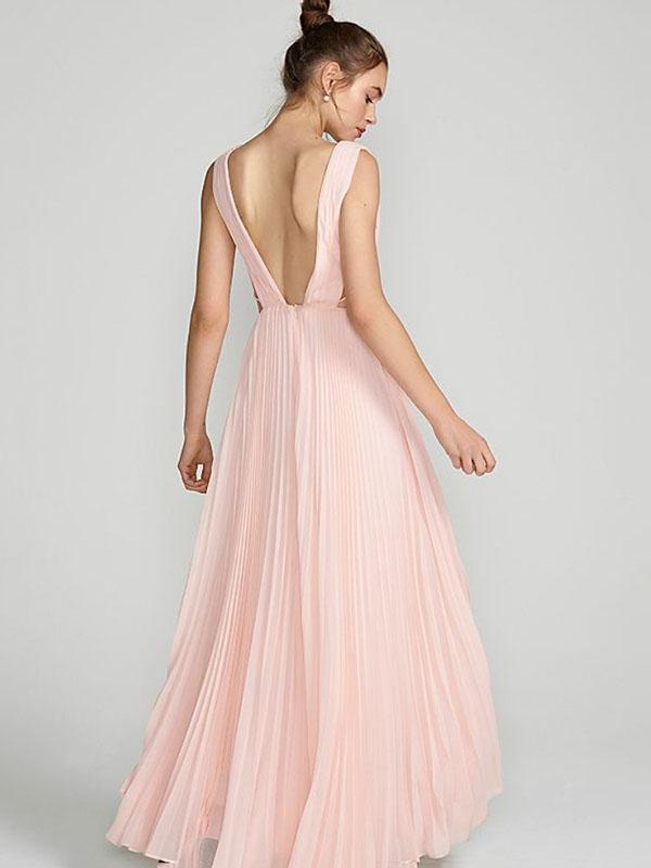 Deep V-neck Backless Evening Dress