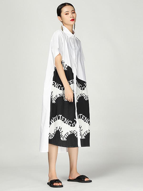 Irregular Ink Long Cotton Dress