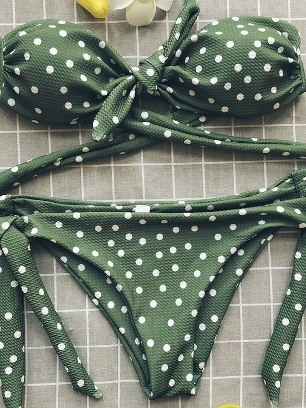 Knot Polka-dot Bikinis Swimwear