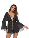 Flared Sleeves Hollow Waist Cover-Ups Swimwear