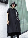 Black Designed Shirt Long Dress