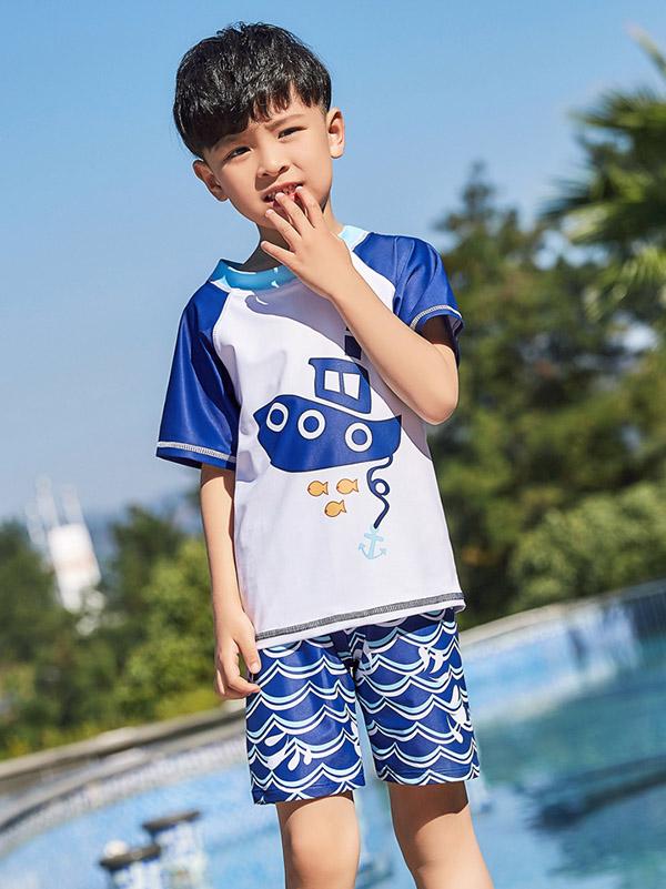 AONIHUA Waves Printed Bottom Little Boy Swimwea