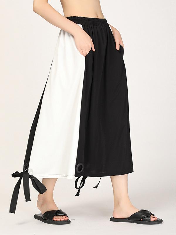 Loose Split-joint Lace-up Skirt