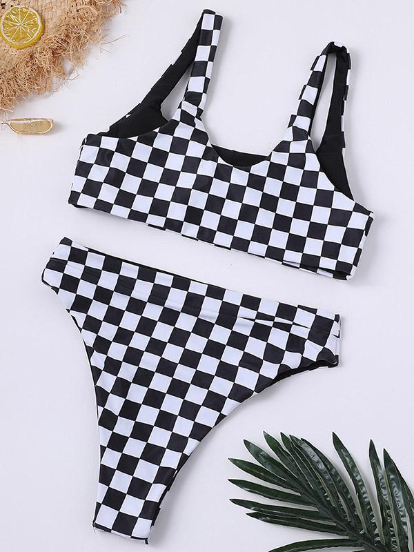 Plaid High Waisted Bikini Set